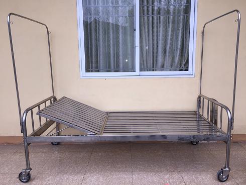 Stainless steel patient bed with wheels